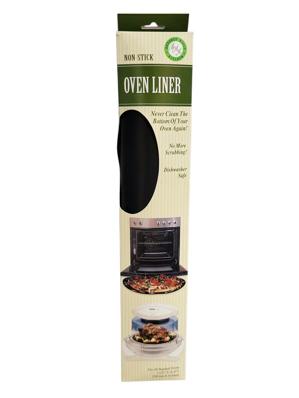 Beverly Hills Kitchen Non-Stick Oven Liner Reusable Mat Black 23" x 16.25" NEW